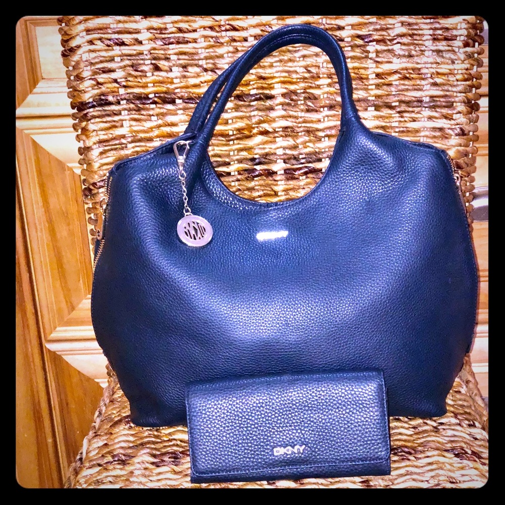 DKNY leather purse and wallet navy